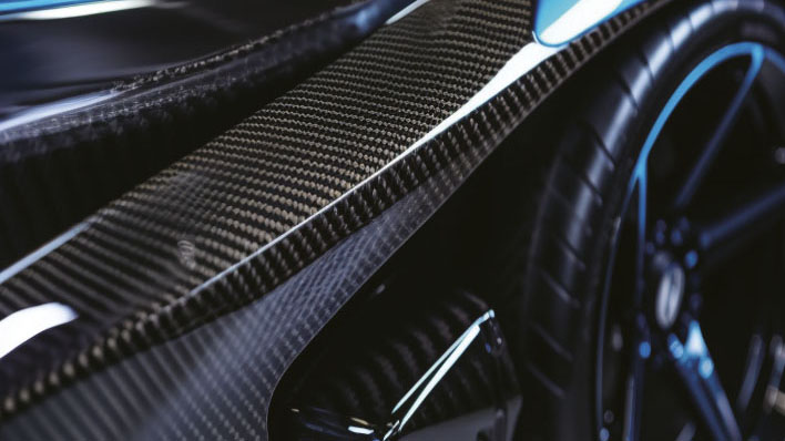 High-performance car parts made from lightweight carbon fiber.
