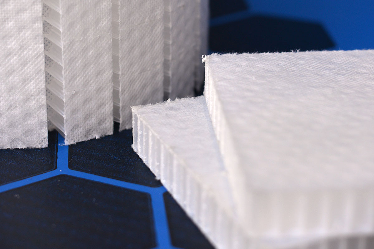 Carbon-Core polypropylene honeycomb core for composite sandwich panels