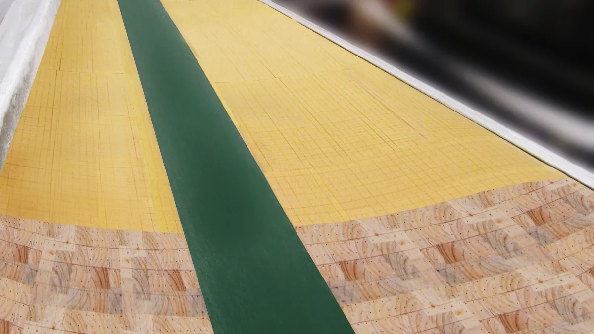 Composite core materials used in a sandwich panel structure with foam and balsa core sections.
