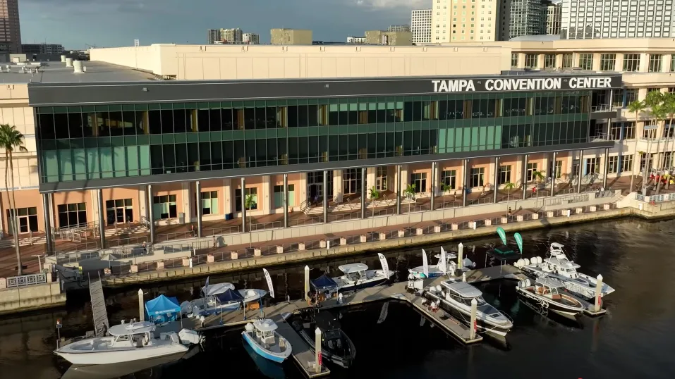 Tampa Convention Center waterfront with boats docked outside - Sky Compositey IBEX 2026